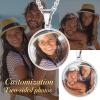 ChainsHouse Personalized Photo Necklace Men Women, Stainless Steel/18K Gold Plated Chain, Custom Picture Image Engrave Text Rectangular/Heart/Oval/Dogtag Pendant DIY Memorial Jewelry,Send Gift Box(P: Round – 2 sided Photos-Steel)