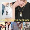ChainsHouse Personalized Photo Necklace Men Women, Stainless Steel/18K Gold Plated Chain, Custom Picture Image Engrave Text Rectangular/Heart/Oval/Dogtag Pendant DIY Memorial Jewelry,Send Gift Box(D: Army Dogtag-Gold)