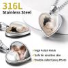 ChainsHouse Personalized Photo Necklace Men Women, Stainless Steel/18K Gold Plated Chain, Custom Picture Image Engrave Text Rectangular/Heart/Oval/Dogtag Pendant DIY Memorial Jewelry,Send Gift Box(O: Heart – 2 sided Photos-Steel)