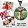 ChainsHouse Personalized Photo Necklace Men Women, Stainless Steel/18K Gold Plated Chain, Custom Picture Image Engrave Text Rectangular/Heart/Oval/Dogtag Pendant DIY Memorial Jewelry,Send Gift Box(L: Round Shape – Photo&Text-Black)
