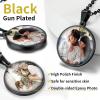 ChainsHouse Personalized Photo Necklace Men Women, Stainless Steel/18K Gold Plated Chain, Custom Picture Image Engrave Text Rectangular/Heart/Oval/Dogtag Pendant DIY Memorial Jewelry,Send Gift Box(P: Round – 2 sided Photos-Black)