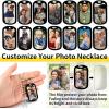 ChainsHouse Personalized Photo Necklace Men Women, Stainless Steel/18K Gold Plated Chain, Custom Picture Image Engrave Text Rectangular/Heart/Oval/Dogtag Pendant DIY Memorial Jewelry,Send Gift Box(G: Tag with Silencer-Steel)