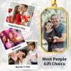 ChainsHouse Personalized Photo Necklace Men Women, Stainless Steel/18K Gold Plated Chain, Custom Picture Image Engrave Text Rectangular/Heart/Oval/Dogtag Pendant DIY Memorial Jewelry,Send Gift Box(N: Octagon Tag – Photo&Text-Gold)