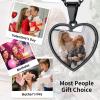 ChainsHouse Personalized Photo Necklace Men Women, Stainless Steel/18K Gold Plated Chain, Custom Picture Image Engrave Text Rectangular/Heart/Oval/Dogtag Pendant DIY Memorial Jewelry,Send Gift Box(K: Heart – Photo&Text-Black)