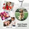 ChainsHouse Personalized Photo Necklace Men Women, Stainless Steel/18K Gold Plated Chain, Custom Picture Image Engrave Text Rectangular/Heart/Oval/Dogtag Pendant DIY Memorial Jewelry,Send Gift Box(L: Round Shape – Photo&Text-Steel)