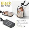 ChainsHouse Personalized Photo Necklace Men Women, Stainless Steel/18K Gold Plated Chain, Custom Picture Image Engrave Text Rectangular/Heart/Oval/Dogtag Pendant DIY Memorial Jewelry,Send Gift Box(M: Military Tag – Photo&Text-Black)