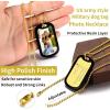 ChainsHouse Personalized Photo Necklace Men Women, Stainless Steel/18K Gold Plated Chain, Custom Picture Image Engrave Text Rectangular/Heart/Oval/Dogtag Pendant DIY Memorial Jewelry,Send Gift Box(G: Tag with Silencer-Gold)