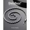 ChainsHouse Rope Chain for Men Women, Stainless Steel Twisted Chain Necklace 1.5mm/2mm/3mm/3.8mm/6mm Width, Black/14K Gold Mens Rope Chains Jewelry 16″-30″, Send Gift Box(a. 6mm width-steel)