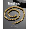ChainsHouse Rope Chain for Men Women, Stainless Steel Twisted Chain Necklace 1.5mm/2mm/3mm/3.8mm/6mm Width, Black/14K Gold Mens Rope Chains Jewelry 16″-30″, Send Gift Box(b. 6mm width-gold)