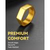 ChainsHouse Screw Band Biker Ring for Men Women, Black Metal/18K Gold Plated Stainless Steel Jewelry Hexagon Geometric Ring, Size 7-14(with Gift Box)(c-Gold)