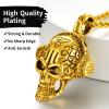 ChainsHouse Skull Necklace for Men, Retro Gothic Punk Jewelry Biker Necklace for Men Women Free Engraving Stainless Steel Dog Tag Pendant Necklace,with Gift Box(05. Earphone-Gold)