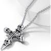 ChainsHouse Skull Necklace for Men, Retro Gothic Punk Jewelry Biker Necklace for Men Women Free Engraving Stainless Steel Dog Tag Pendant Necklace,with Gift Box(07. Cross -Steel)