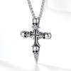 ChainsHouse Skull Necklace for Men, Retro Gothic Punk Jewelry Biker Necklace for Men Women Free Engraving Stainless Steel Dog Tag Pendant Necklace,with Gift Box(07. Cross -Steel)