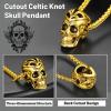 ChainsHouse Skull Necklace for Men, Retro Gothic Punk Jewelry Biker Necklace for Men Women Free Engraving Stainless Steel Dog Tag Pendant Necklace,with Gift Box(04. Skull Head-Gold)