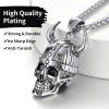 ChainsHouse Skull Necklace for Men, Retro Gothic Punk Jewelry Biker Necklace for Men Women Free Engraving Stainless Steel Dog Tag Pendant Necklace,with Gift Box(06. Odin Helmet-Steel)