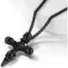 ChainsHouse Skull Necklace for Men, Retro Gothic Punk Jewelry Biker Necklace for Men Women Free Engraving Stainless Steel Dog Tag Pendant Necklace,with Gift Box(07. Cross -Black)