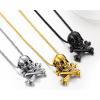 ChainsHouse Skull Necklace for Men, Retro Gothic Punk Jewelry Biker Necklace for Men Women Free Engraving Stainless Steel Dog Tag Pendant Necklace,with Gift Box(02. Crossbone-Gold)
