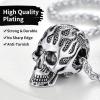 ChainsHouse Skull Necklace for Men, Retro Gothic Punk Jewelry Biker Necklace for Men Women Free Engraving Stainless Steel Dog Tag Pendant Necklace,with Gift Box(01. Flame -Steel)