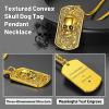 ChainsHouse Skull Necklace for Men, Retro Gothic Punk Jewelry Biker Necklace for Men Women Free Engraving Stainless Steel Dog Tag Pendant Necklace,with Gift Box(03. Dogtag-Gold)