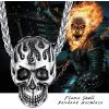 ChainsHouse Skull Necklace for Men, Retro Gothic Punk Jewelry Biker Necklace for Men Women Free Engraving Stainless Steel Dog Tag Pendant Necklace,with Gift Box(01. Flame -Steel)
