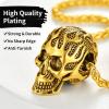 ChainsHouse Skull Necklace for Men, Retro Gothic Punk Jewelry Biker Necklace for Men Women Free Engraving Stainless Steel Dog Tag Pendant Necklace,with Gift Box(01. Flame -Gold)