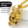 ChainsHouse Skull Necklace for Men, Retro Gothic Punk Jewelry Biker Necklace for Men Women Free Engraving Stainless Steel Dog Tag Pendant Necklace,with Gift Box(06. Odin Helmet-Gold)