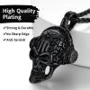 ChainsHouse Skull Necklace for Men, Retro Gothic Punk Jewelry Biker Necklace for Men Women Free Engraving Stainless Steel Dog Tag Pendant Necklace,with Gift Box(05. Earphone-Black)