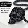 ChainsHouse Skull Necklace for Men, Retro Gothic Punk Jewelry Biker Necklace for Men Women Free Engraving Stainless Steel Dog Tag Pendant Necklace,with Gift Box(01. Flame -Black)