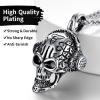 ChainsHouse Skull Necklace for Men, Retro Gothic Punk Jewelry Biker Necklace for Men Women Free Engraving Stainless Steel Dog Tag Pendant Necklace,with Gift Box(05. Earphone-Steel)