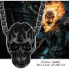 ChainsHouse Skull Necklace for Men, Retro Gothic Punk Jewelry Biker Necklace for Men Women Free Engraving Stainless Steel Dog Tag Pendant Necklace,with Gift Box(01. Flame -Black)