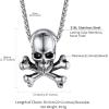 ChainsHouse Skull Necklace for Men, Retro Gothic Punk Jewelry Biker Necklace for Men Women Free Engraving Stainless Steel Dog Tag Pendant Necklace,with Gift Box(02. Crossbone-Steel)