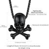 ChainsHouse Skull Necklace for Men, Retro Gothic Punk Jewelry Biker Necklace for Men Women Free Engraving Stainless Steel Dog Tag Pendant Necklace,with Gift Box(02. Crossbone-Black)