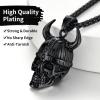 ChainsHouse Skull Necklace for Men, Retro Gothic Punk Jewelry Biker Necklace for Men Women Free Engraving Stainless Steel Dog Tag Pendant Necklace,with Gift Box(06. Odin Helmet-Black)