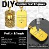 ChainsHouse Skull Necklace for Men, Retro Gothic Punk Jewelry Biker Necklace for Men Women Free Engraving Stainless Steel Dog Tag Pendant Necklace,with Gift Box(03. Dogtag-Gold)