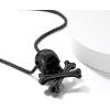 ChainsHouse Skull Necklace for Men, Retro Gothic Punk Jewelry Biker Necklace for Men Women Free Engraving Stainless Steel Dog Tag Pendant Necklace,with Gift Box(02. Crossbone-Black)