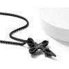 ChainsHouse Skull Necklace for Men, Retro Gothic Punk Jewelry Biker Necklace for Men Women Free Engraving Stainless Steel Dog Tag Pendant Necklace,with Gift Box(07. Cross -Black)