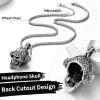 ChainsHouse Skull Necklace for Men, Retro Gothic Punk Jewelry Biker Necklace for Men Women Free Engraving Stainless Steel Dog Tag Pendant Necklace,with Gift Box(05. Earphone-Steel)