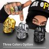 ChainsHouse Skull Rings for Men, Stainless Steel/Black Plated Gothic Rings, Skeleton Cocktail Party Biker Ring, Offer Custom Service, Size 7-14, Send Gift Box(H: Skull Head-Black-No Custom)