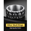 ChainsHouse Skull Rings for Men, Stainless Steel/Black Plated Gothic Rings, Skeleton Cocktail Party Biker Ring, Offer Custom Service, Size 7-14, Send Gift Box(A: stainless-No Custom)