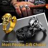 ChainsHouse Skull Rings for Men, Stainless Steel/Black Plated Gothic Rings, Skeleton Cocktail Party Biker Ring, Offer Custom Service, Size 7-14, Send Gift Box(G: Skull Claws-Black-No Custom)