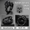 ChainsHouse Skull Rings for Men, Stainless Steel/Black Plated Gothic Rings, Skeleton Cocktail Party Biker Ring, Offer Custom Service, Size 7-14, Send Gift Box(G: Skull Claws-Black-No Custom)