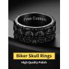 ChainsHouse Skull Rings for Men, Stainless Steel/Black Plated Gothic Rings, Skeleton Cocktail Party Biker Ring, Offer Custom Service, Size 7-14, Send Gift Box(A: Engrave-black-Custom)