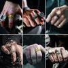 ChainsHouse Skull Rings for Men, Stainless Steel/Black Plated Gothic Rings, Skeleton Cocktail Party Biker Ring, Offer Custom Service, Size 7-14, Send Gift Box(G: Skull Claws-Black-No Custom)