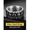 ChainsHouse Skull Rings for Men, Stainless Steel/Black Plated Gothic Rings, Skeleton Cocktail Party Biker Ring, Offer Custom Service, Size 7-14, Send Gift Box(A: Engrave-stainless-Custom)