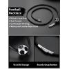 ChainsHouse Sports Football/Basketball/Volleyball/Baseball/Rugby Necklace for Men Women, Gold/Black/Solid Stainless Steel 3D Ball Sport Necklaces Charm Pendants, Sports Fan Ball Jewelry Gifts(02. Footballl-Stainless Steel)