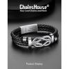 ChainsHouse Square Love Knot Bracelets for Men Braided Leather Stainless Steel Infinity Bracelets with Love Message Card Aniversary Birthday Gift for Men/Love/Husband/Dad(22-Custom-Braided)