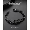 ChainsHouse Square Love Knot Bracelets for Men Braided Leather Stainless Steel Infinity Bracelets with Love Message Card Aniversary Birthday Gift for Men/Love/Husband/Dad(24-Custom-Black)