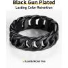 ChainsHouse Stainless Steel Band Cuban Link Ring for Men Women, 6.4MM-7MM Wide, Size 07-14, with Gift Box(B: Black-7MM Wide)