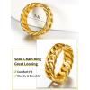 ChainsHouse Stainless Steel Band Cuban Link Ring for Men Women, 6.4MM-7MM Wide, Size 07-14, with Gift Box(C: Gold-7MM Wide)