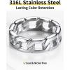 ChainsHouse Stainless Steel Band Cuban Link Ring for Men Women, 6.4MM-7MM Wide, Size 07-14, with Gift Box(D: Steel-6.4MM Wide)